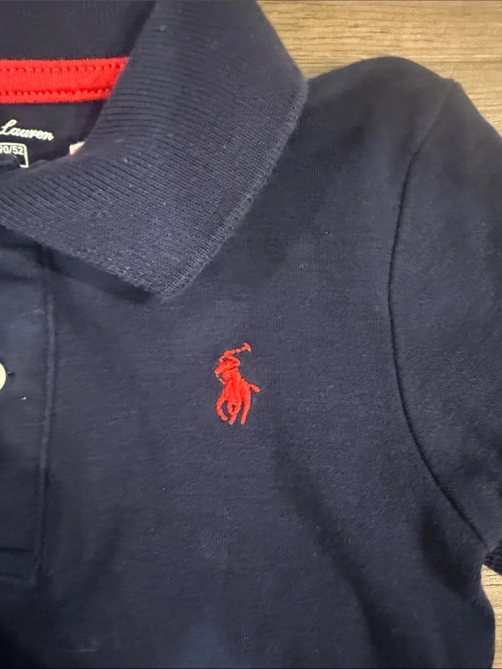 Ralph Lauren Navy One-Piece Polo with Red Pony Embroidery